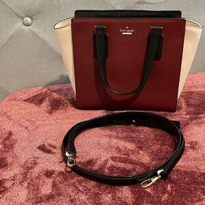 Kate Spade Burgundy, Black, and White Satchel
